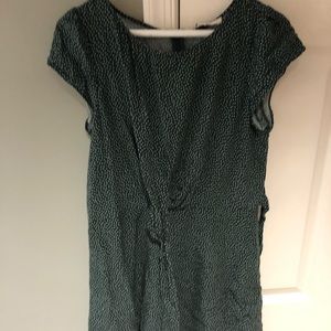 Loft Dark Green Dress With White Dots Size 6